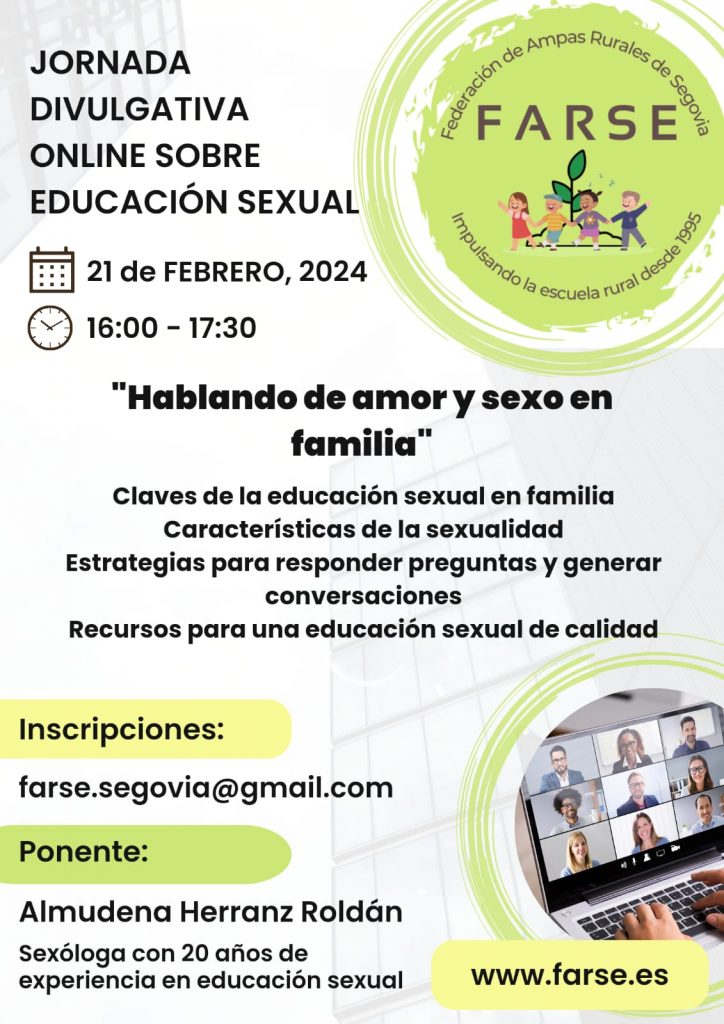 Cartel de Jornada divulgativa online sobre educación sexual